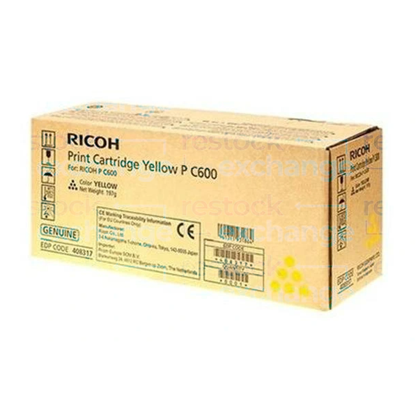 Ricoh 408317 P C600 Print Cartridge Yellow