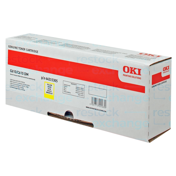 Oki 44315305 C610 Yellow Toner Cartridge