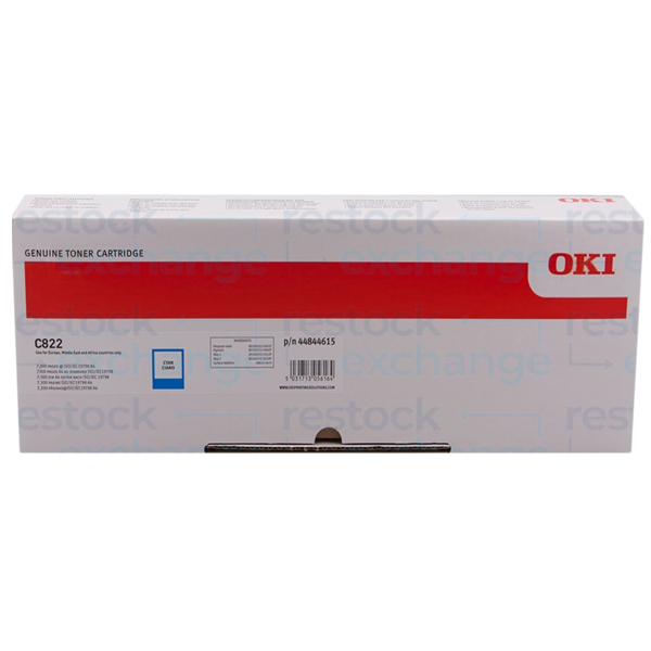 Oki 44844615 C822 Cyan Toner Cartridge