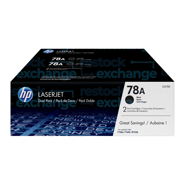 HP CE278AD 78A Black Dual Pk Toner Cartridge