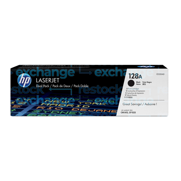 HP CE320AD 128A Black Dual Pk Toner Cartridge