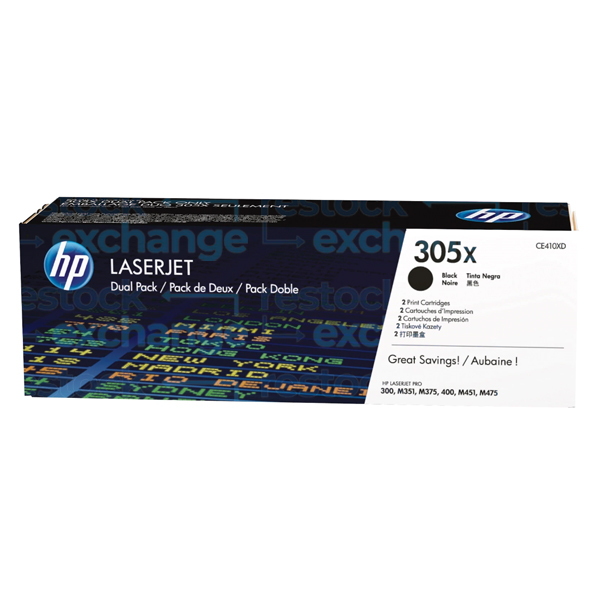 HP CE410XD 305X Black Dual Pk Toner Cartridge