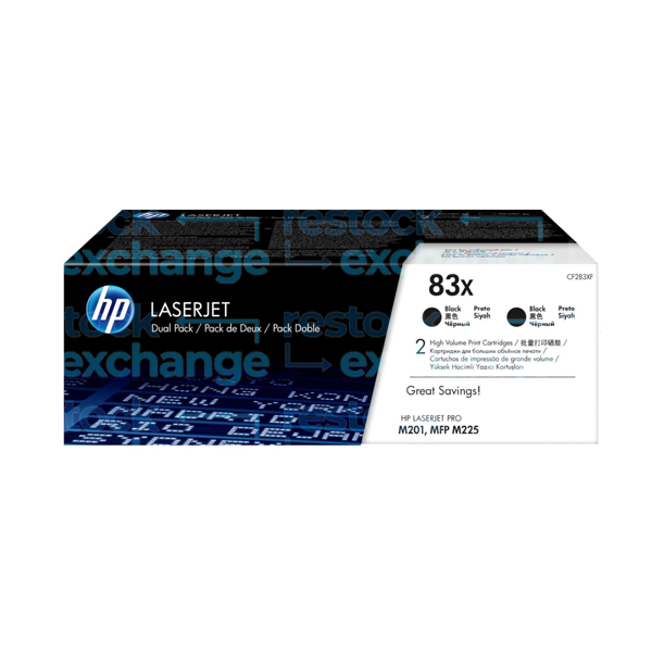 HP CF283XD 83X Black Dual Pk Toner Cartridge