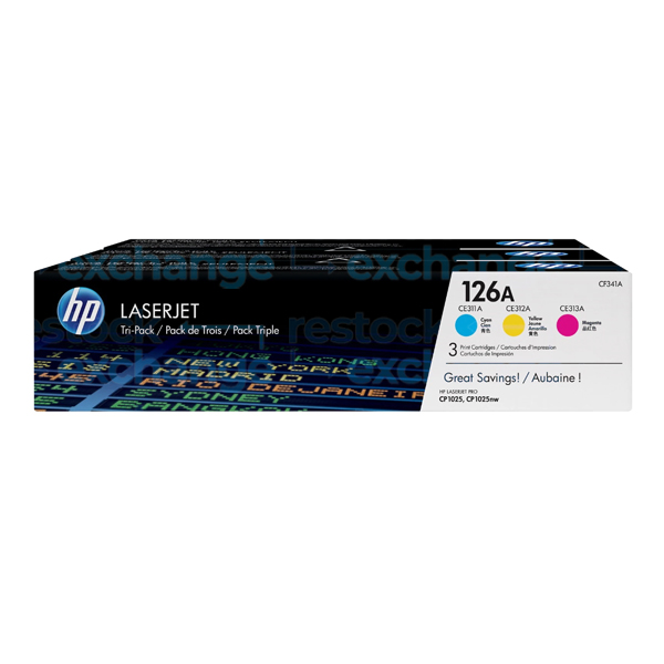 HP CF341A 126A Tri-Pk CMY Toner Cartridge