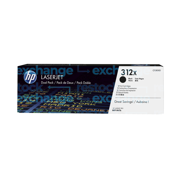 HP CF380XD 312X H/C Black Dual Pk Toner Cartridge