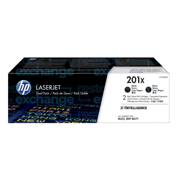 HP CF400XD 201X H/C Dual Pk Black Toner Cartridge
