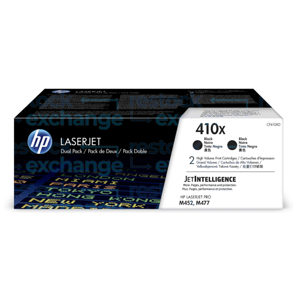 HP CF410XD 410X H/C Dual PK Black Toner Cartridge